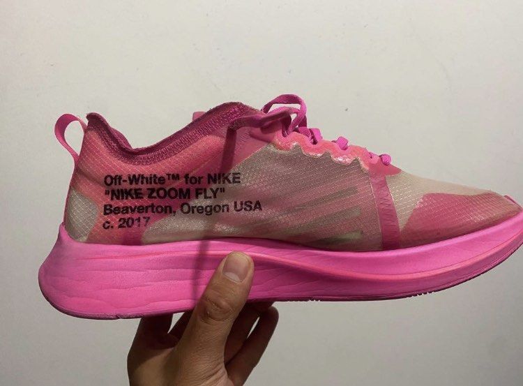 Nike zoom fly deals off white pink stockx