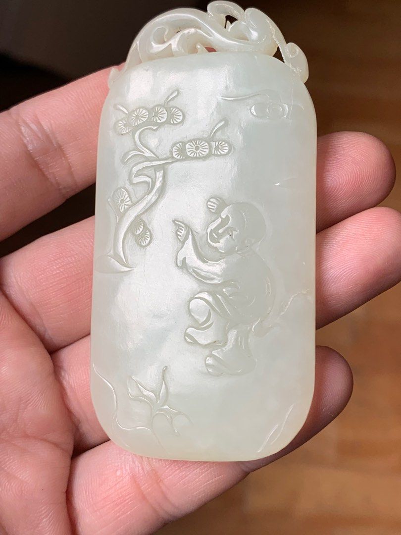 Old white hetian jade pendant, Hobbies Toys, Memorabilia