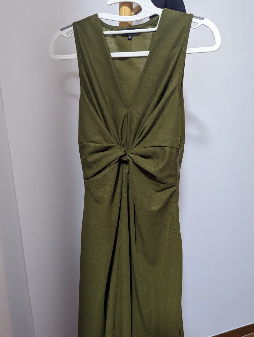 Olive Green Dress Zalora maxi length XS