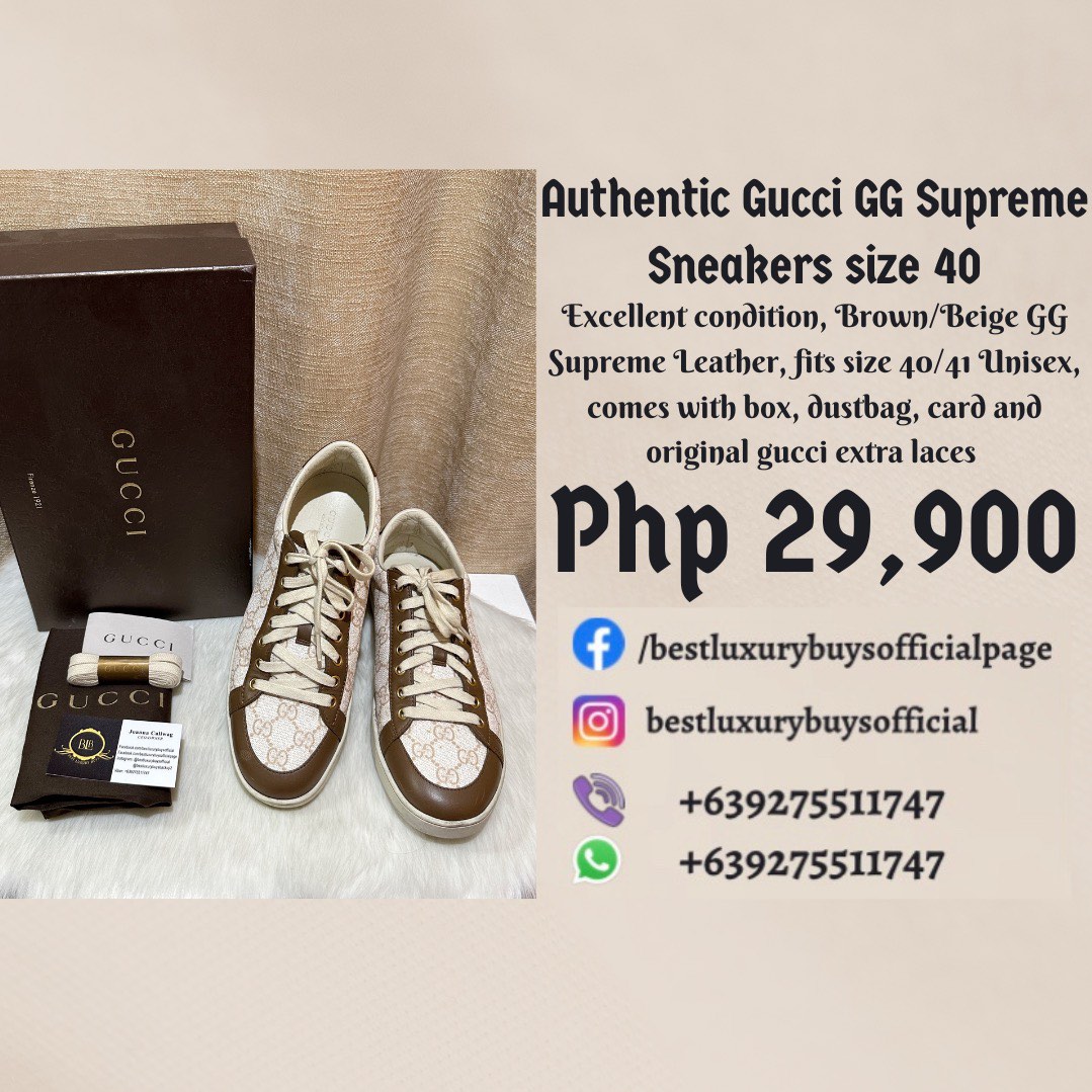 Onhand Authentic Gucci GG Supreme Brooklyn Sneakers Mens Womens Unisex Rubber Shoes size 40 Luxury Sneakers Footwear on Carousell