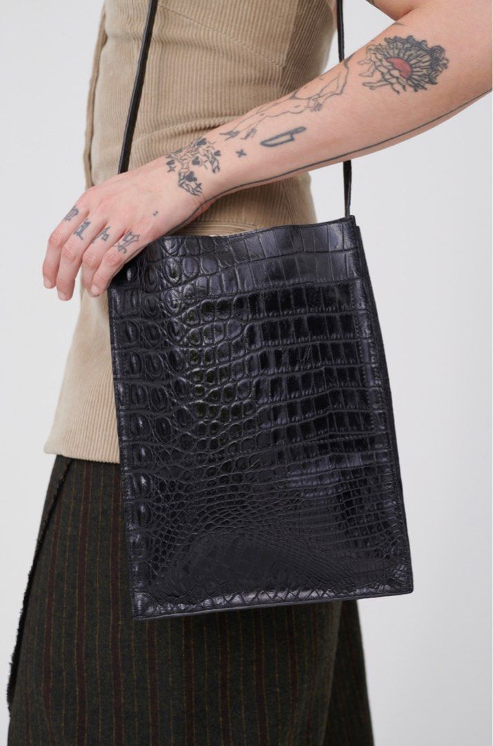Our Legacy Sub Tote bag/ Black Croco/leather/ cross/ shoulder/bags
