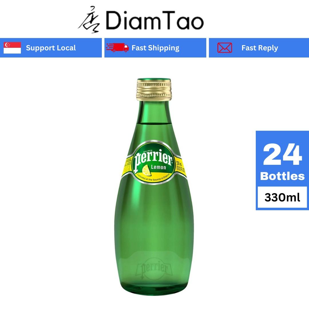 Perrier Sparkling Water Lemon 24 Glass Bottle x 330ml Carton, Food