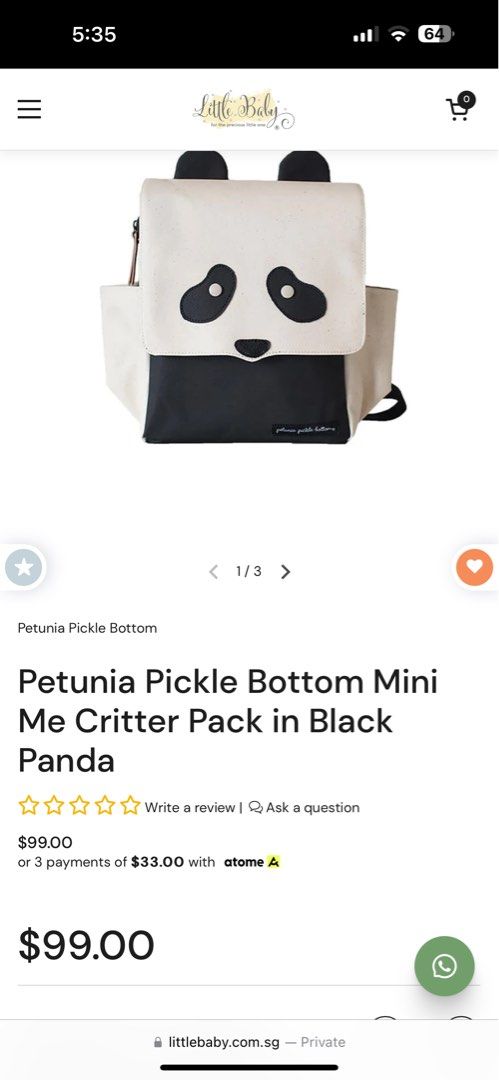 Petunia Pickle Bottom Mini Me Critter Pack Black Panda