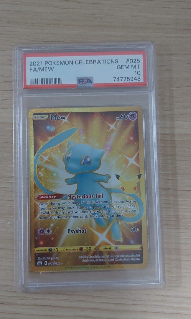 Pokemon Tcg: 25th anniversary golden mew psa 10, Hobbies & Toys, Toys &  Games on Carousell