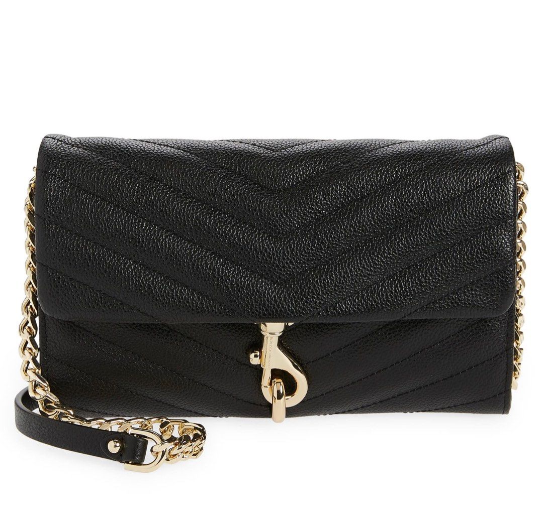 Rebecca minkoff edie quilted leather wallet on hot sale chain