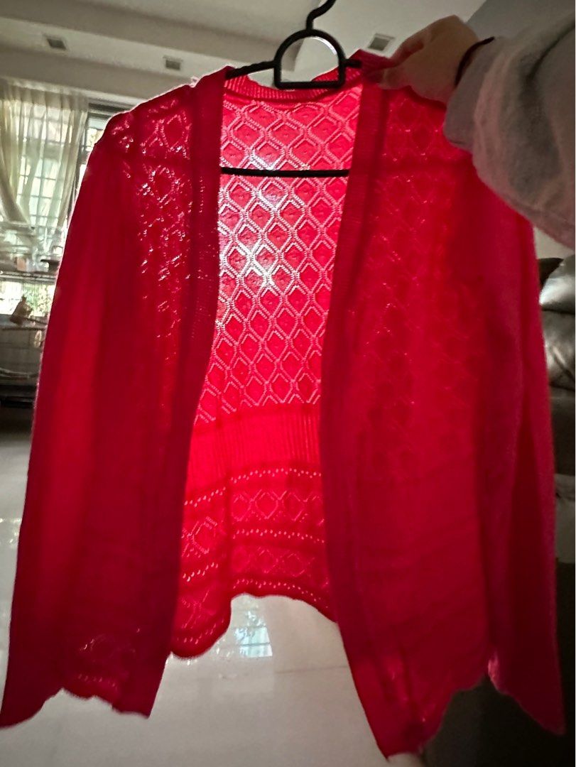 Red lace cardigan outlet