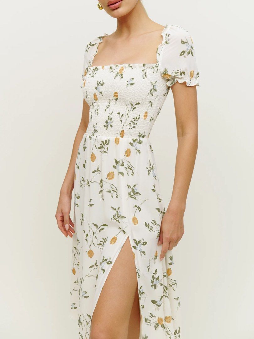 Reformation style Inka dress citrus