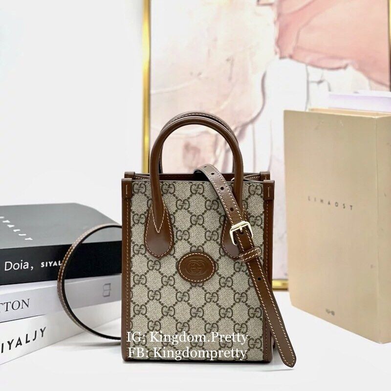SALE Authentic Gucci Mini Tote Bag in Brown GG Classic Monogram Pre order