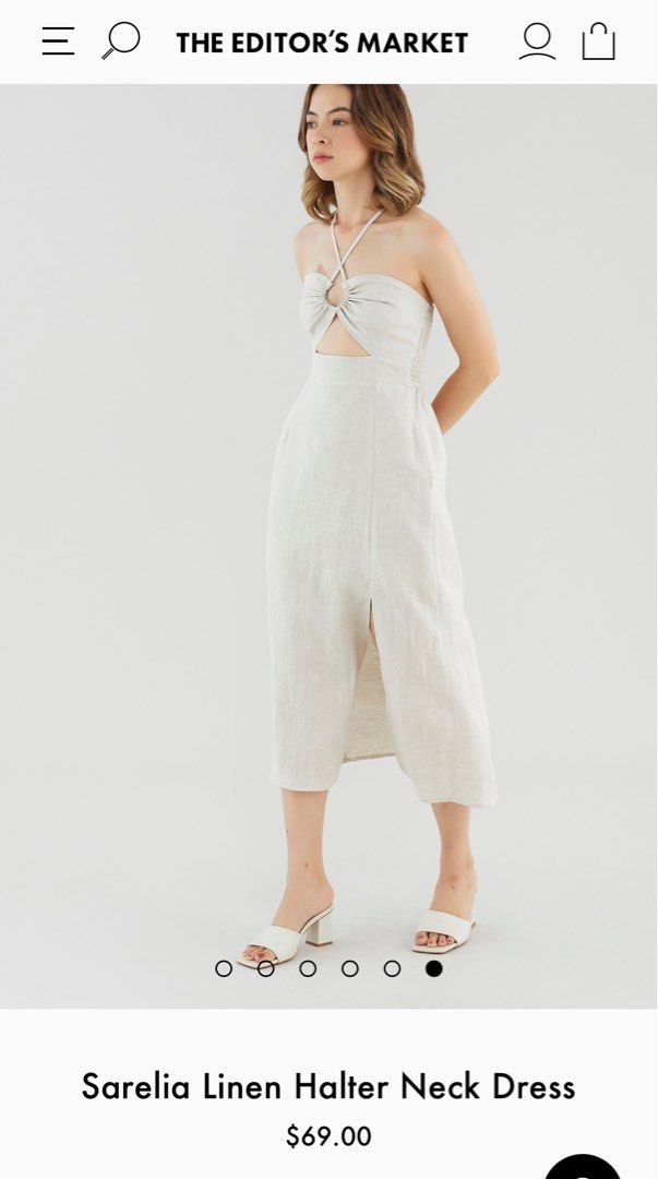 White linen halter best sale neck dress