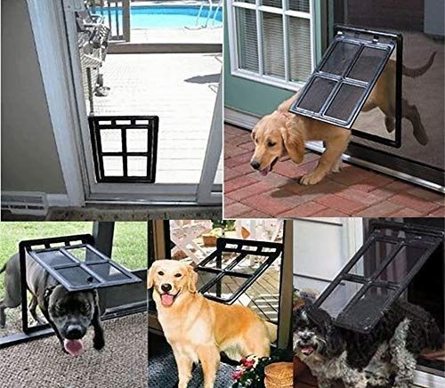 ANQI Pet Screen Door Magnetic Lockable Dog Flap Big Dog Door Gate