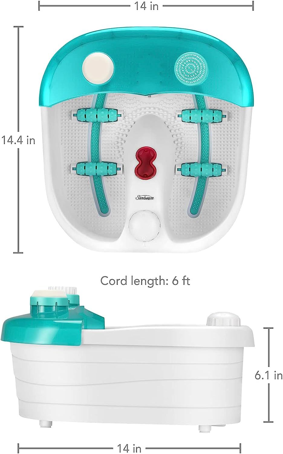 Sunbeam Deep Reservoir Aqua Therapy Foot Spa Foot Bath with Heat