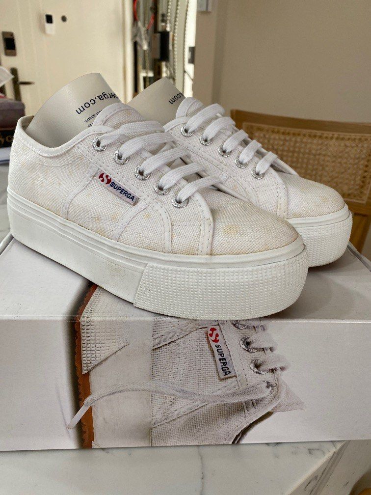 Superga white platform sneakers top