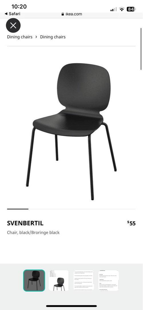 SVENBERTIL Ikea Chair black, Furniture & Home Living, Furniture, Chairs