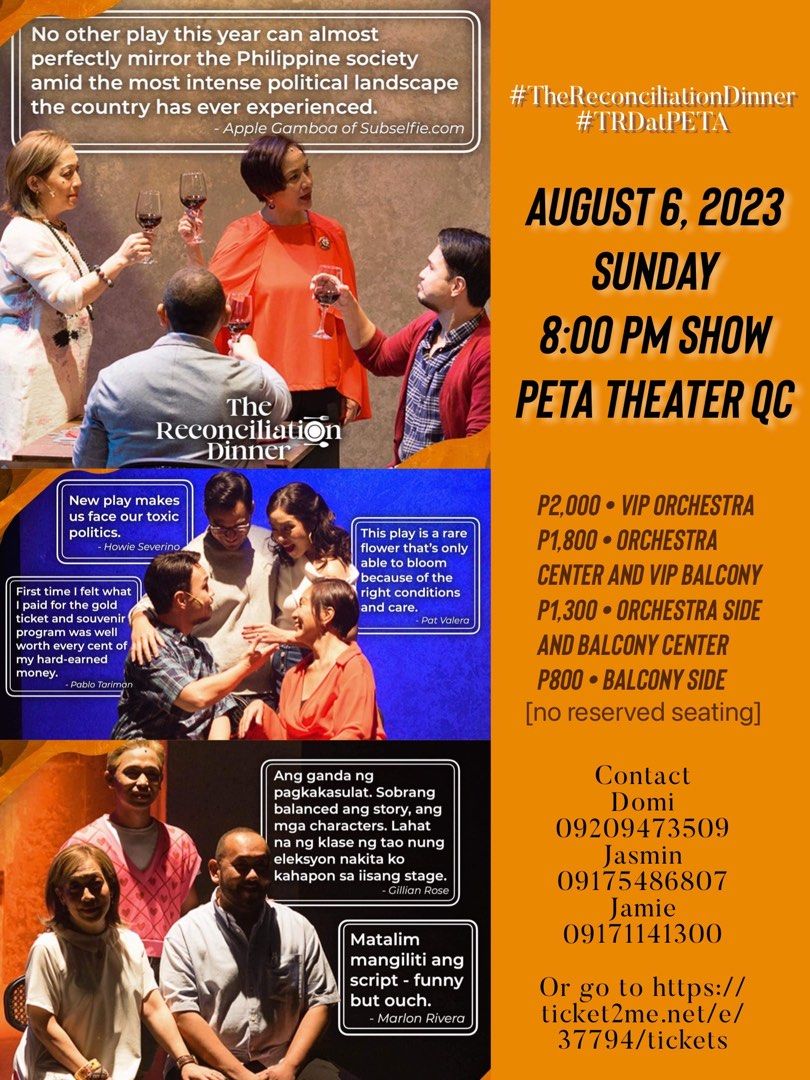 The Reconciliation Dinner (AUG 6 8PM TICKETS), Tickets & Vouchers