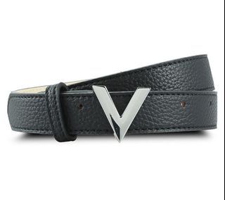 VALENTIO by Mario Valentino MYSTERY Unisex Black V detailed Belt