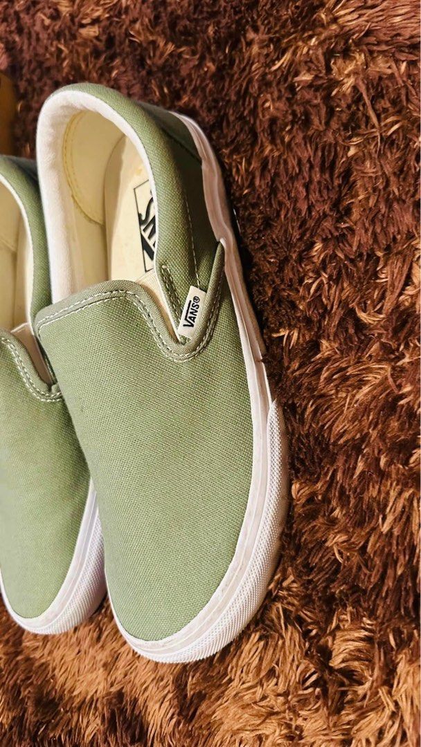 Vans army green slip on, Men's Fashion, Footwear, Sneakers on Carousell
