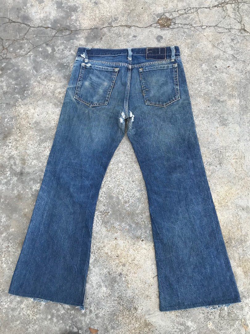 Vintage 70's BISON Bellbottom Jeans Distressed Waist 31 Authentic