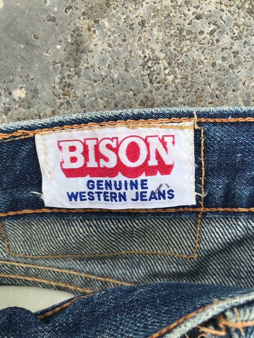 Vintage 70's BISON Bellbottom Jeans Distressed Waist 31 Authentic