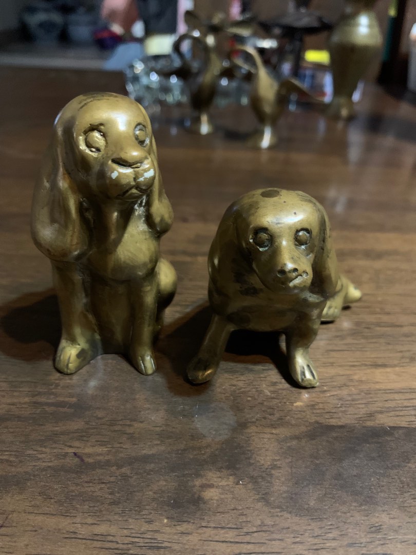 Vintage Brass Dog Figurines on Carousell