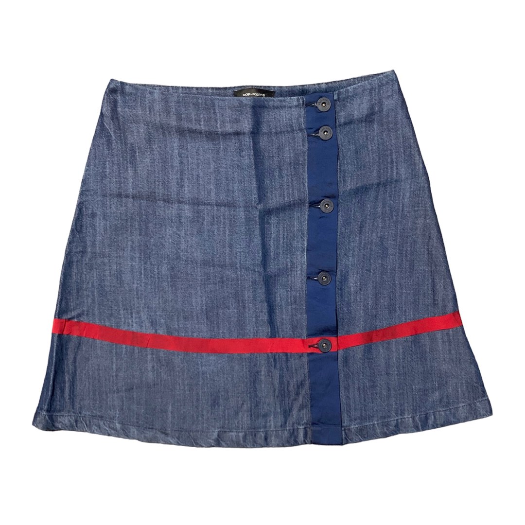 vintage cop copine denim wrap skirt with button fastening on Carousell