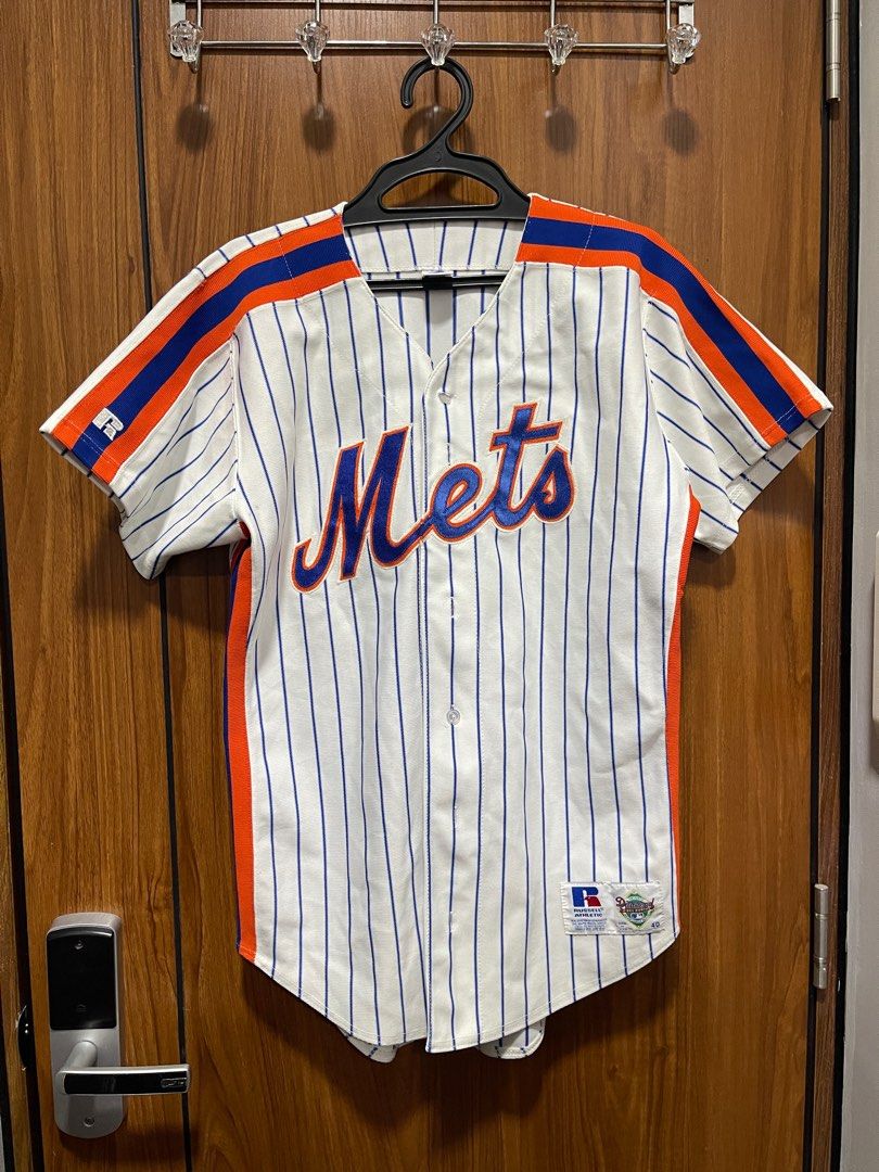 Vintage 1990s Majestic NY Mets Baseball Jersey S/M Orange Blue