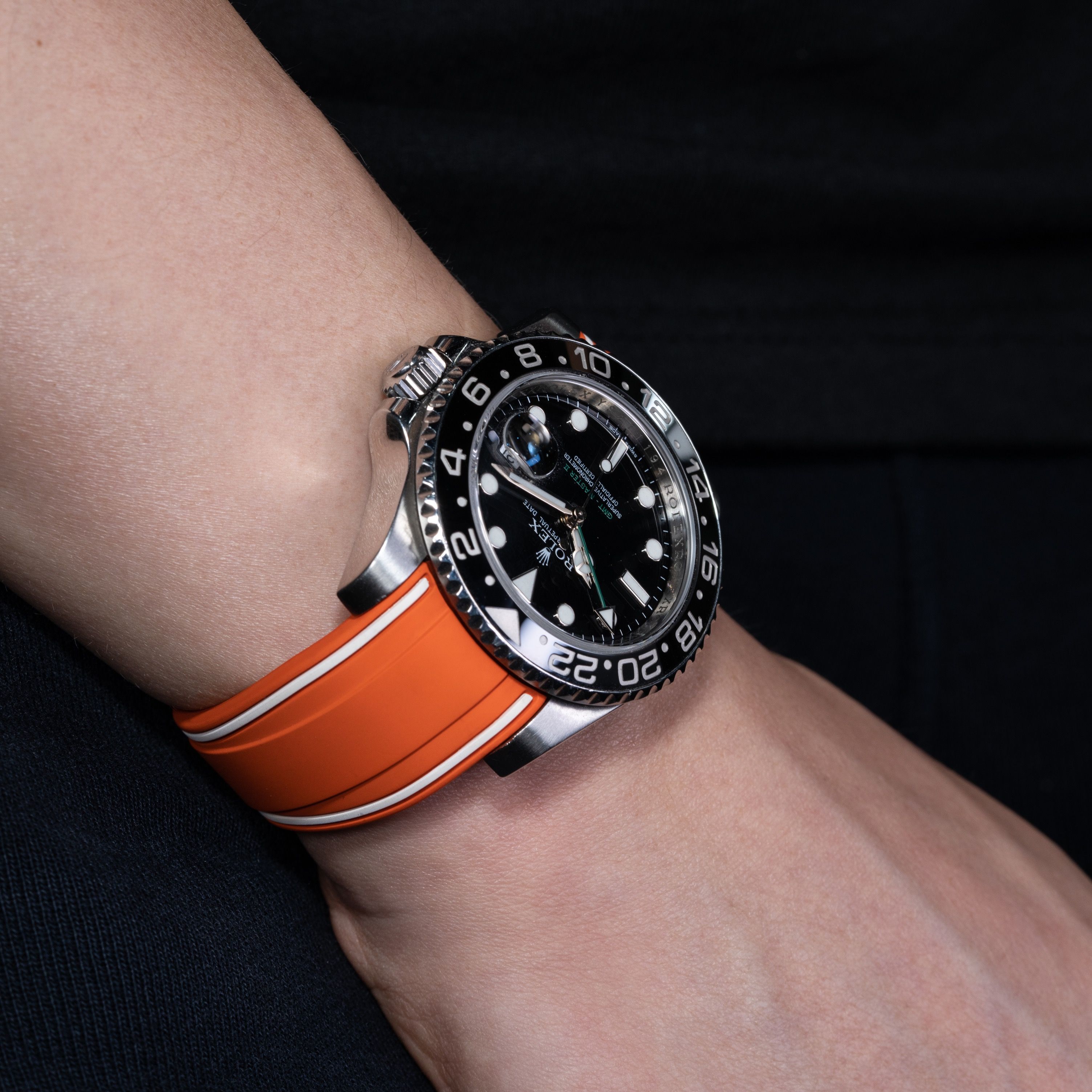 Vulcanised FKM Rubber Strap in Frosted Orange by Solitaire for