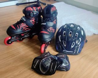 Winmax Inline Skates Rollerblades COMBO SET (Red)