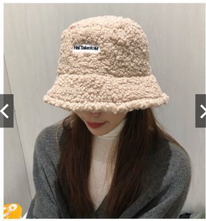 Women Autumn and Winter Korean Fashion Lamb Plush Fisherman Bucket Hat