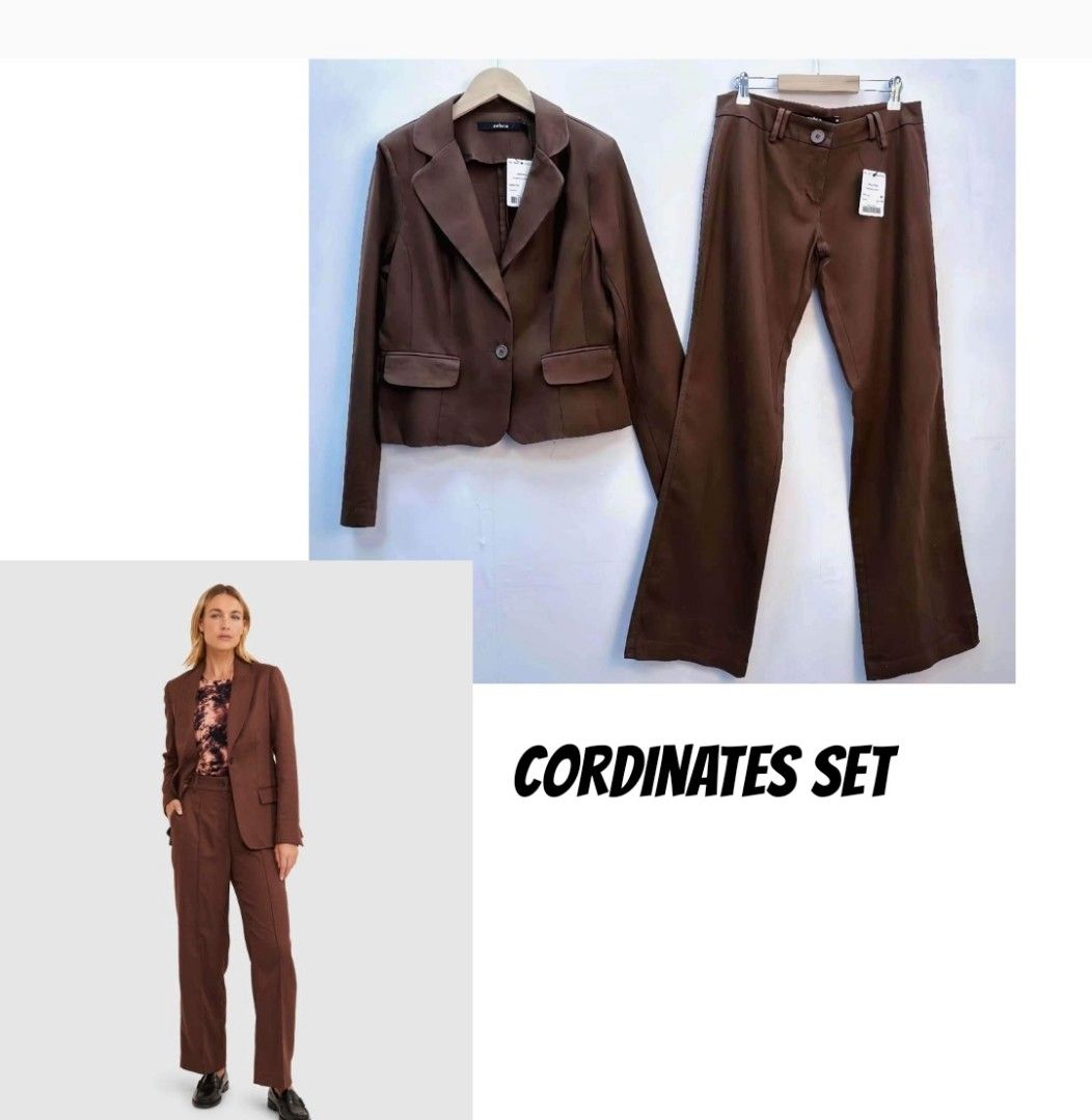 Women Imported Coordinates Set Bkazer suit and button (Category: Sets or Coordinates) located in Manila. Submitted by outerwearsmanila (Listing ID 1239967305, Image 1). Description: Descrioption Step into the Coordinates Set Blazer and Wide Leg Pant for a workwear style to love. Made with a full-length hemline, these pants feature a straight cut silhouette, front slash pockets, jetted back pockets and belt loops. Combine it with the Ana Blazer fo