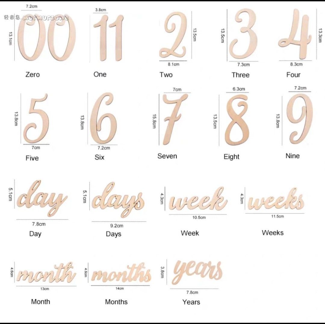 Wooden Milestone Numbers & Words for Baby Photography, Photography ...