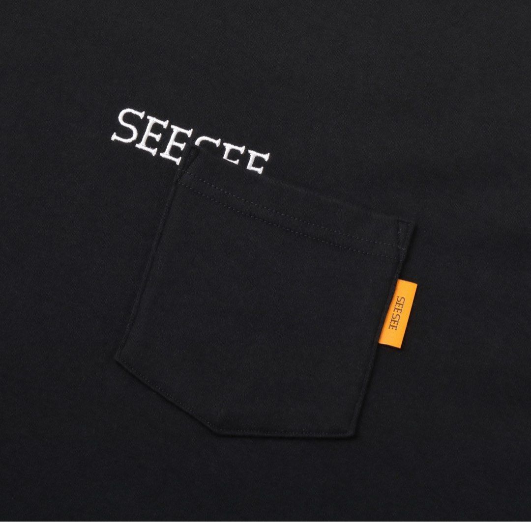 XL 【S3】SEE SEE SFC SUPER BIG ROUND SS POCKET TEE Black, 男裝