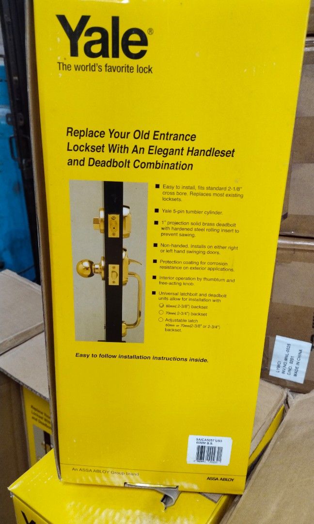 Yale main entrance handle set SA/CA5057 US3 gold one side handle one