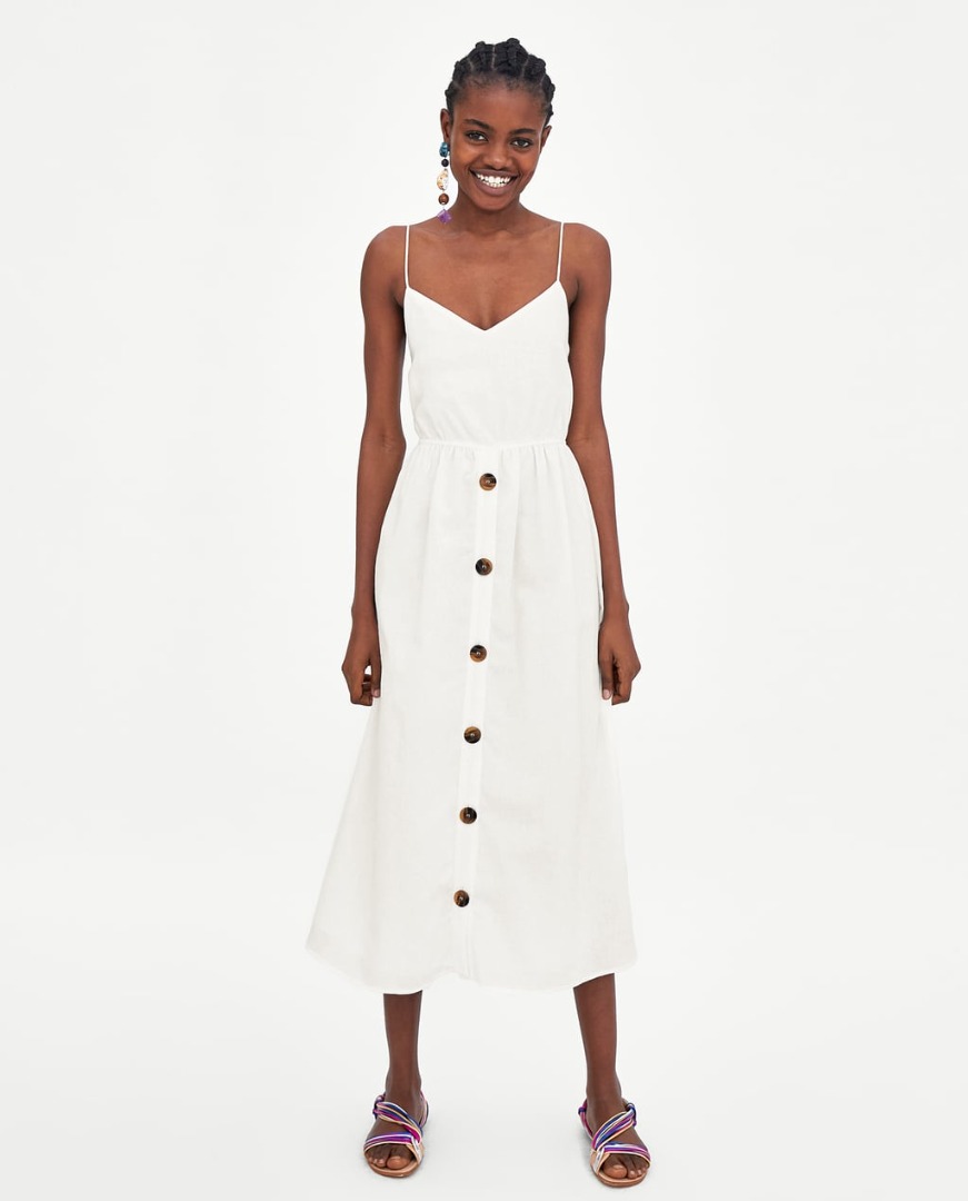 Zara cream midi dress sales
