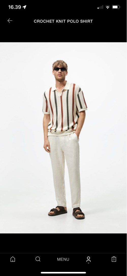 Zara Crochet Knit Polo Shirt size L 100 Original on Carousell