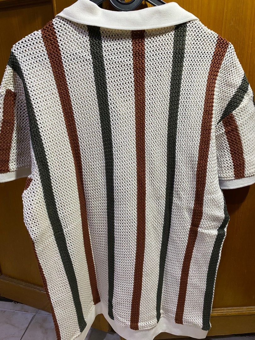 Zara Crochet Knit Polo Shirt size L 100 Original on Carousell