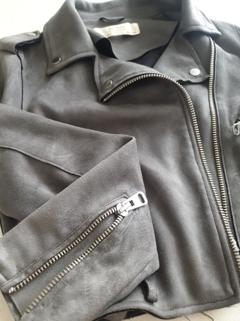 Zara grey suede jacket store