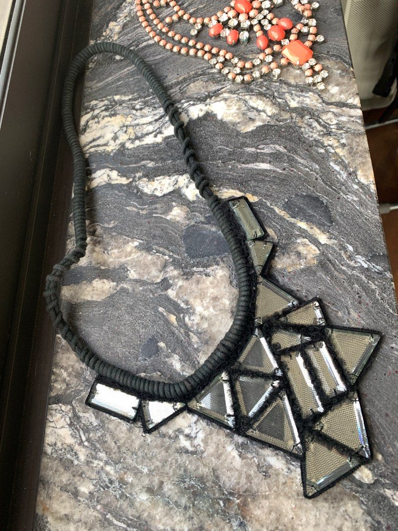 2 dramatic necklaces (Category: Necklaces) located in Singapore. Submitted by heyjulesssss (Listing ID 1240156715, Image 3). Description: Pair with anything and make a statement! Arrange own delivery. Must buy more than 1 item. https://m.qoo10.sg/gmkt.inc/order/clickanddelivery.aspx?__ar=Y.