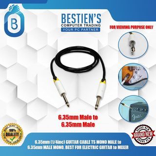 6.35mm (1/4inc) GUITAR CABLE TS MONO MALE to 6.35mm MALE MONO, BEST FOR ELECTRIC GUITAR to MIXER