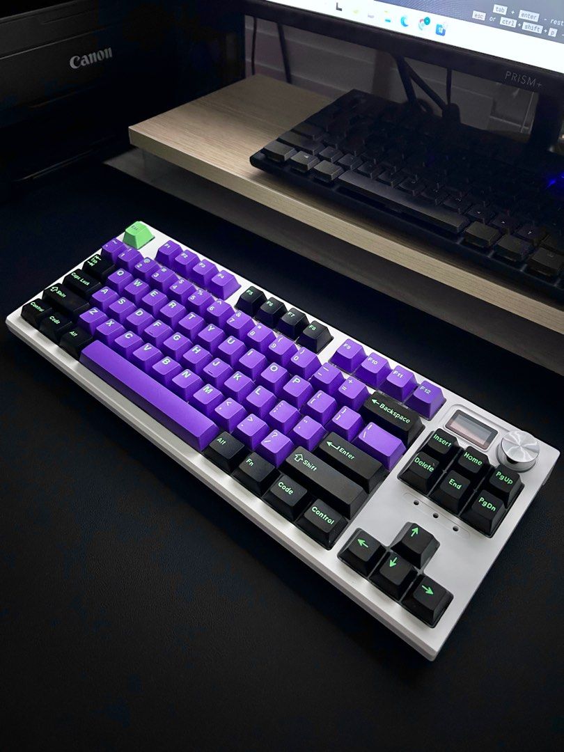 Screen Keycaps 87% TKL custom mechanical keyboard (Mecha keycaps) - LED screen + Knob ...