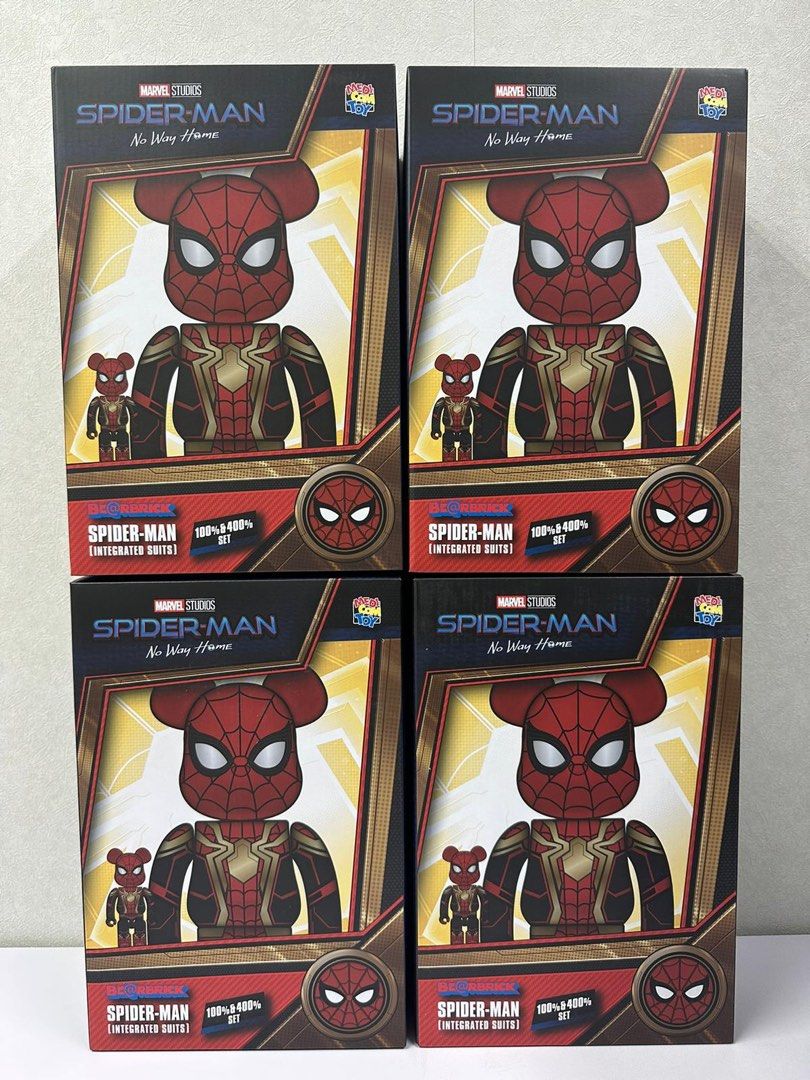 現貨In-Stock) BE@RBRICK SPIDER-MAN INTEGRATED SUIT 100％ & 400