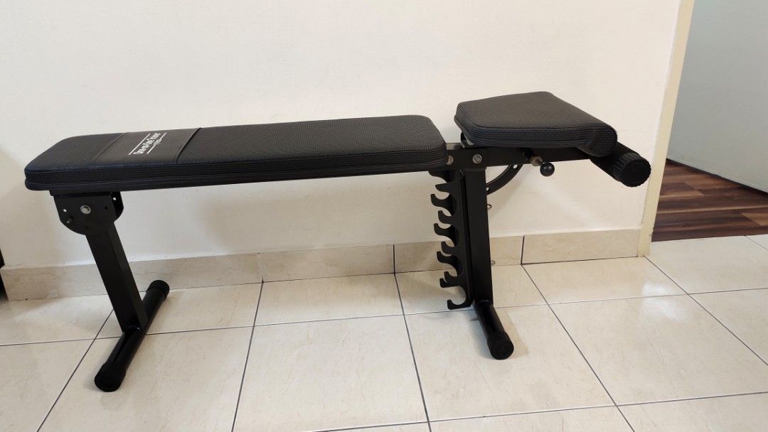 Adjustable Workout Bench c w Plastic Dumbbells Sports Equipment