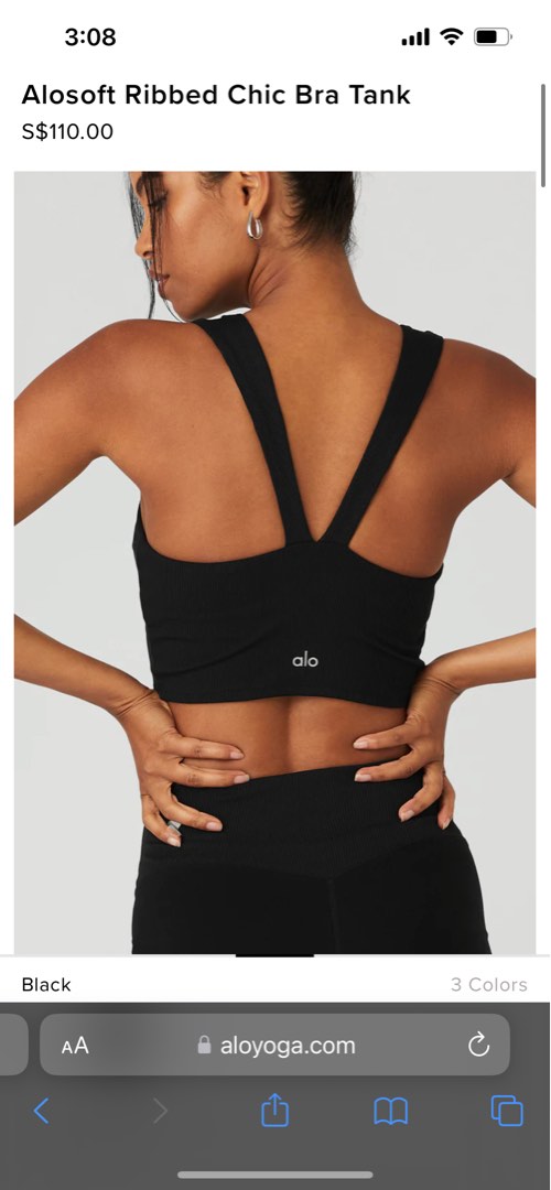 ALO Chic Bra Tank in ribbed black, Women's Fashion, Activewear on Carousell