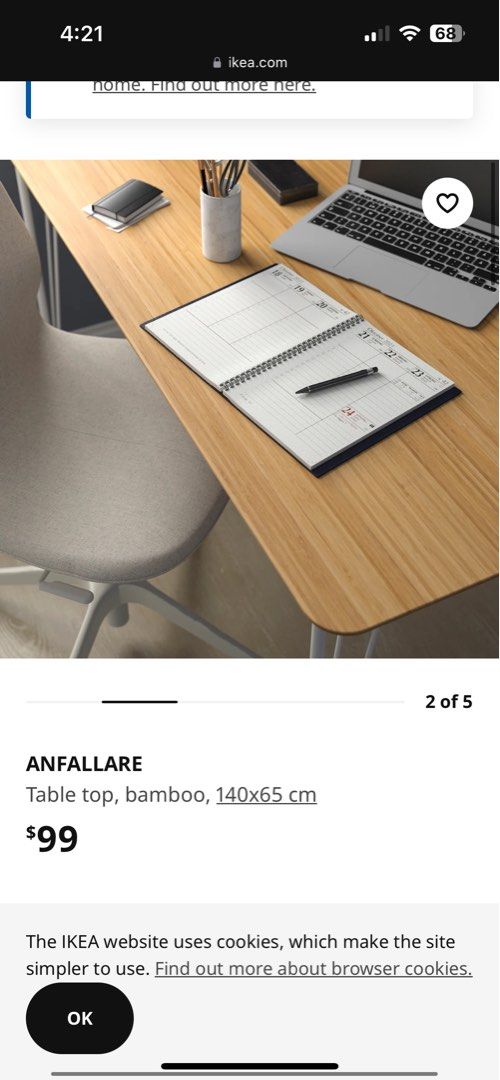 ANFALLARE tabletop, bamboo, 140x65 cm (551/8x255/8) - IKEA CA