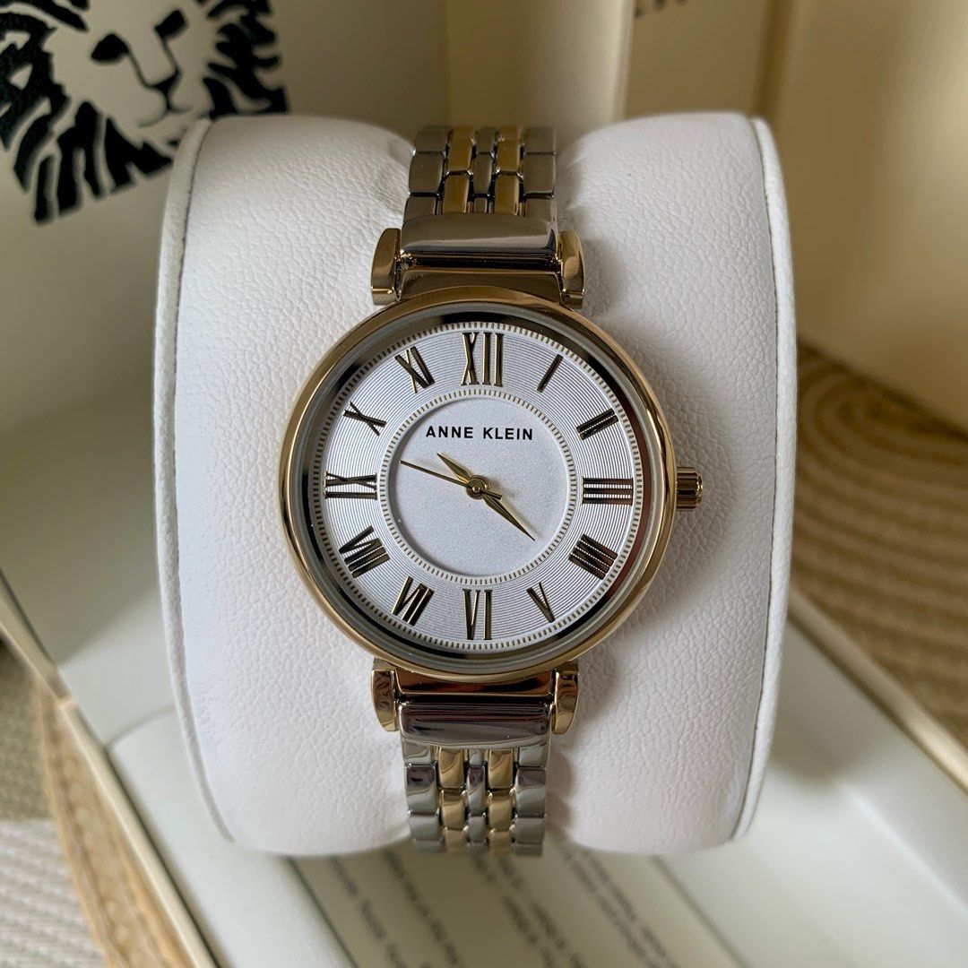 Anne Klein Two tone Silver tone and Gold w Grey Dial Stainless Steel Women s Watch