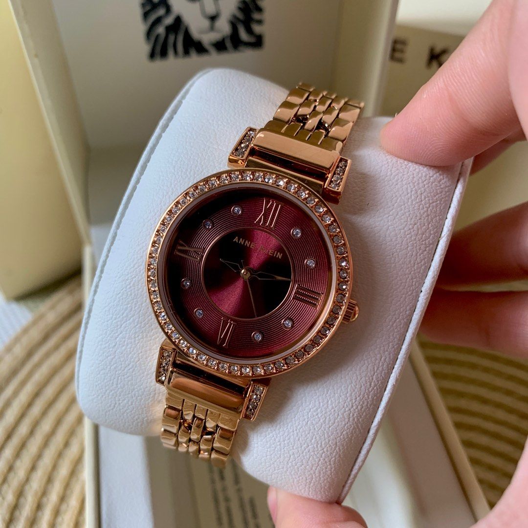 Anne klein burgundy watch sale