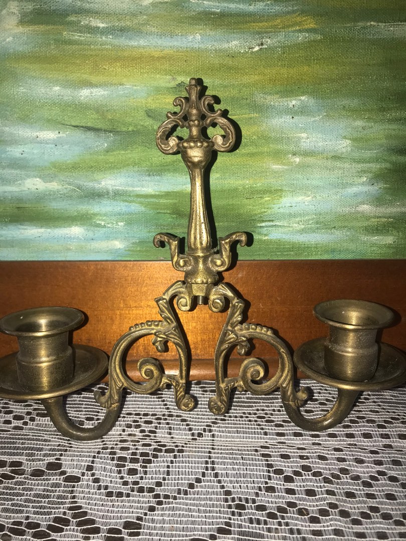 Antique brass wall candle holder on Carousell