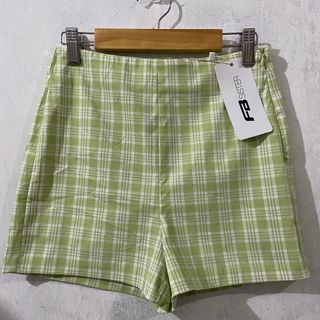 Apple green gingham shorts