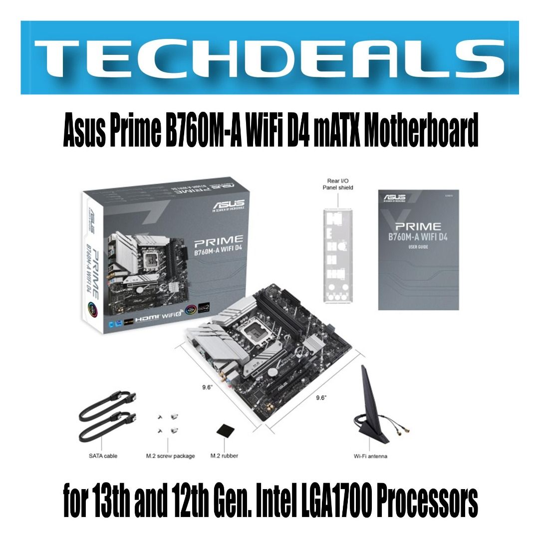 Asus Prime B760M A WiFi D4 mATX Motherboard for 13th and 12th Gen. Intel LGA1700 Processors