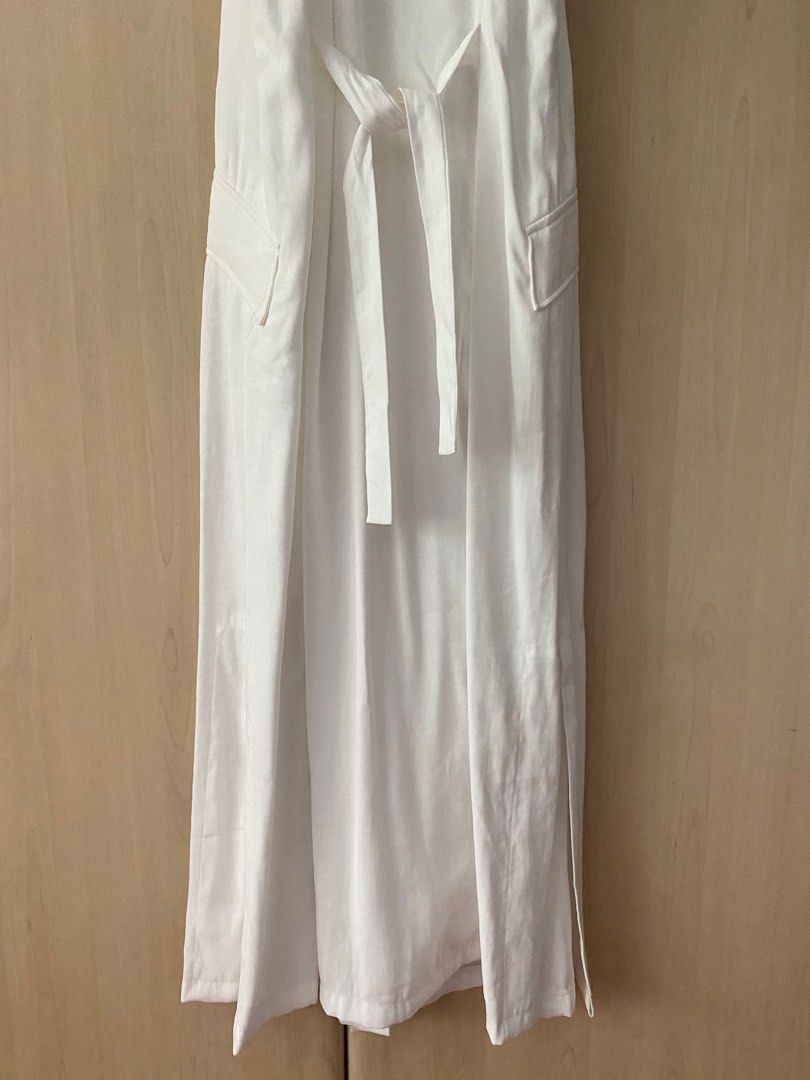 AUTH MANGO OFF WHITE BUTTON DOWN MAXI DRESS ADJUSTABLE BACK WAIST on