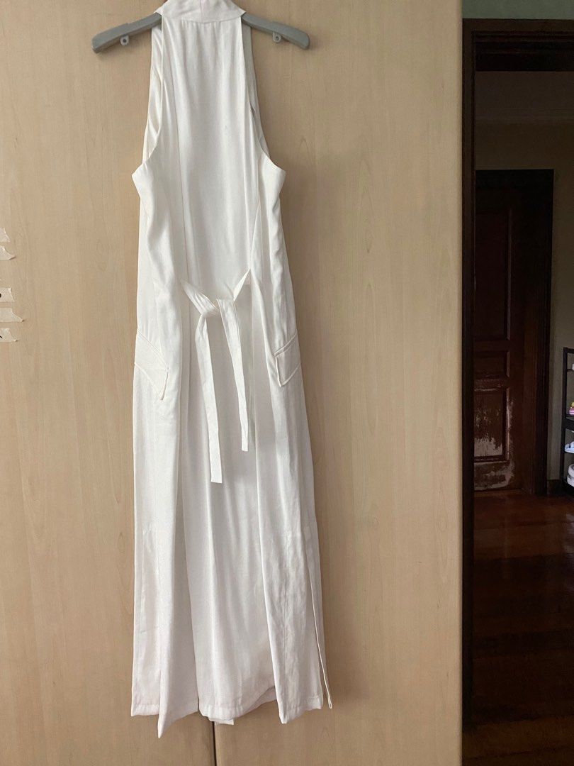 AUTH MANGO OFF WHITE BUTTON DOWN MAXI DRESS ADJUSTABLE BACK WAIST on